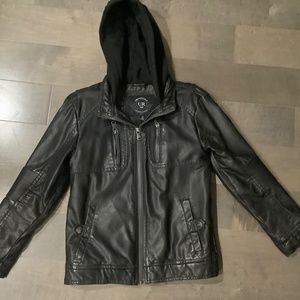Urban Republic Kids size M (10-12) Faux Leather Hooded Jacket